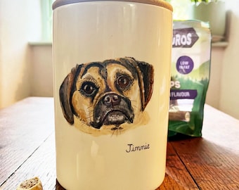 Hand-Painted Pet Portrait Ceramic Treat Jar: Custom Dog & Cat Canister