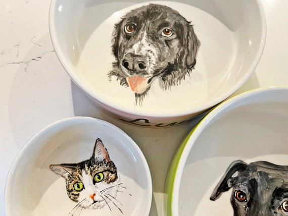 Hand Painted Personalised Ceramic Pet Bowl Personalised Dog Bowl Custom Pet Portrait Ceramic Cat Bowl Pet Gift Pet Portrait Feeder Etsy