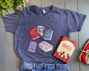 Horror T-shirt, Literary tee, Dracula Tee, Lovecraft Tee, Edgar AllanPoe T-shirt, Books T-shirt, Book T-Shirt, Book shirt, Reader tee
