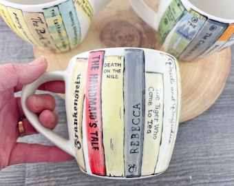 Book mug, Hand painted mug, Your choice of books, Personalised gift, Literary mug, Bookish gift, Reader gift, Bookworm, Book lover gift