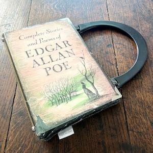 Edgar Allan Poe Handbag, Book bag, Gothic handbag, Gothic book purse, Horror story bag, “Quoth the Raven, “Nevermore”