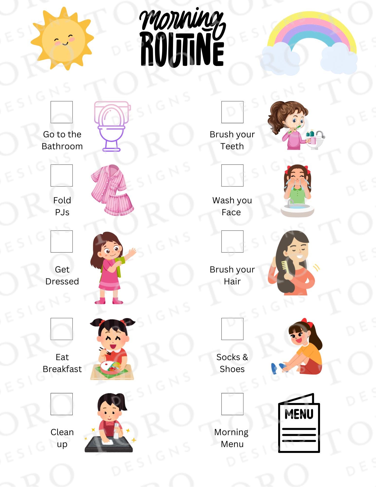 Morning Routine Checklist: Kids Daily Task Chart (digital Download) - Etsy