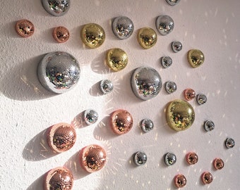 Wandhangers discobal, roze/roségouden, gouden of zilveren spiegeltegels ORIGINAL