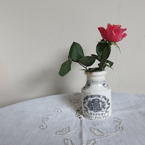 antique Mustard pot/Dijon mustard/collectable  French mustard pot/White Grey Poupon Stoneware Mustard pot/Digoin sarreguemines/Bisto decor