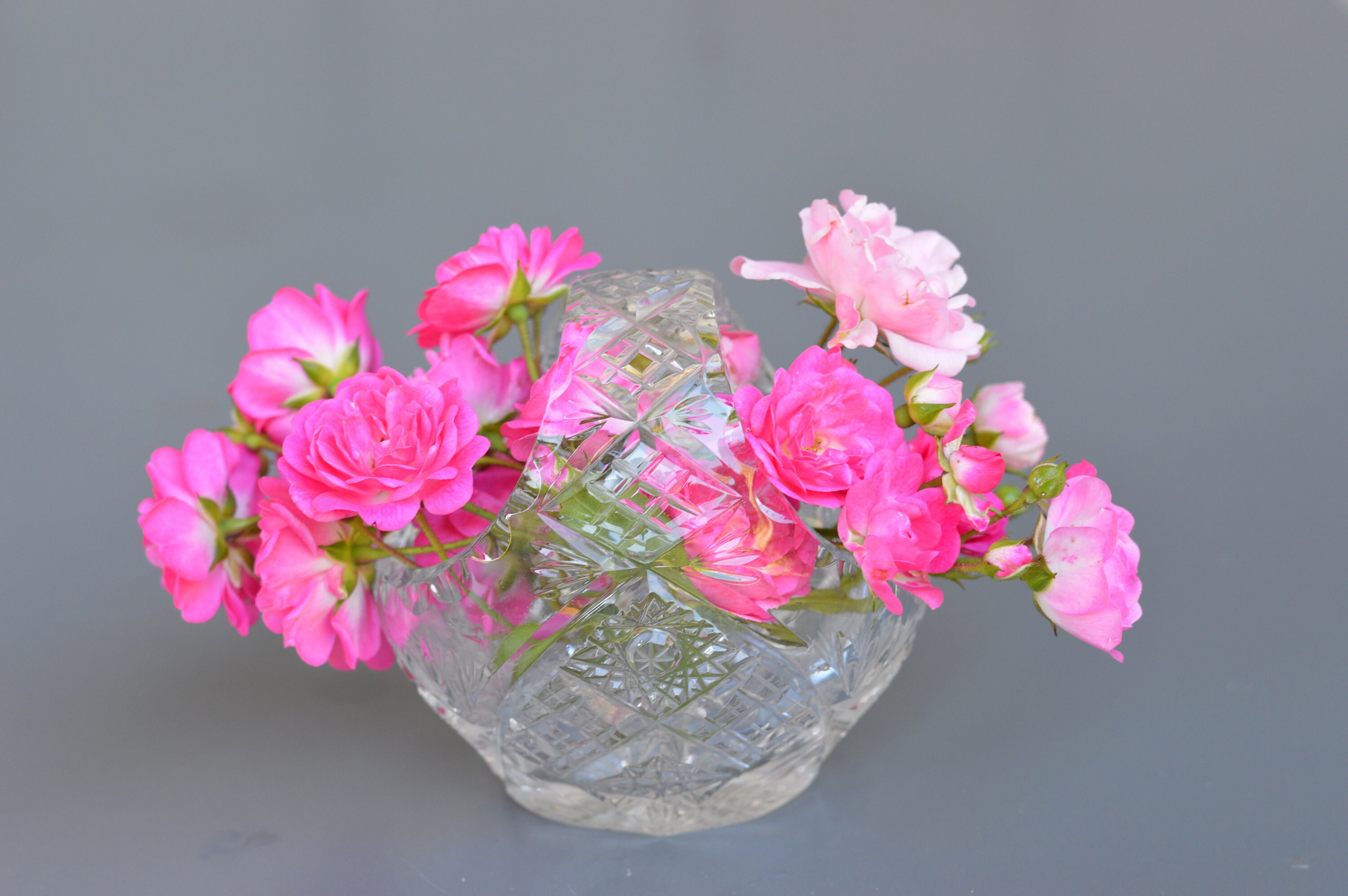 Panier en Verre de Cristal Plomb/Panier Vase à Fleurs Anglais Verrerie Margalide