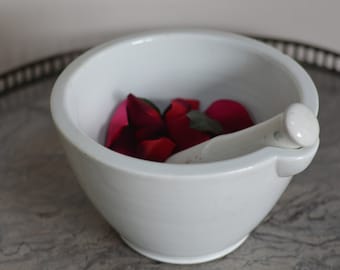 Antique French Ceramic Pestle and Mortar: Kitchen Decor