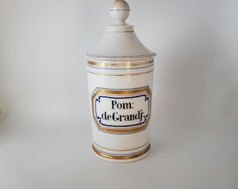 Antique French Apothercary pot/chemist jar/kitchen decor/stoneware container/kitchen storage/Bathroom decor/Margalide
