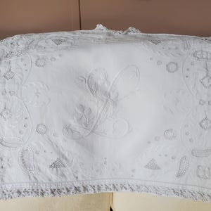 Copripigiama/federa/copripigiama in lino fatto a mano/regalo per battesimo/copripigiama ricamato a mano/federa per cuscino in lino bianco/copripigiama anni '50