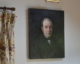 フランスアンティーク油絵肖像画、19世紀ブルジョワ紳士、壁画 - Etsy 日本
