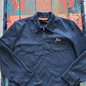 Vintage Red Kap American Workwear jacket Ford Large Zip up with collar Navy blue