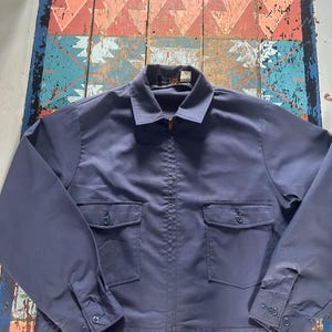 Vintage Lee Chetopa American Workwear jacket Rare 44 Zip up with collar Navy blue Made in USA