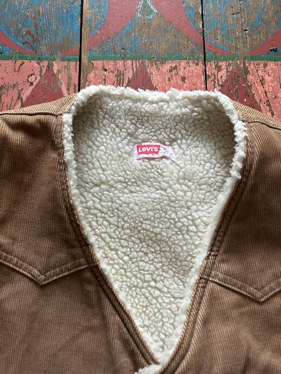 Vintage Levi’s cord corduroy white tab waistcoat … - image 9