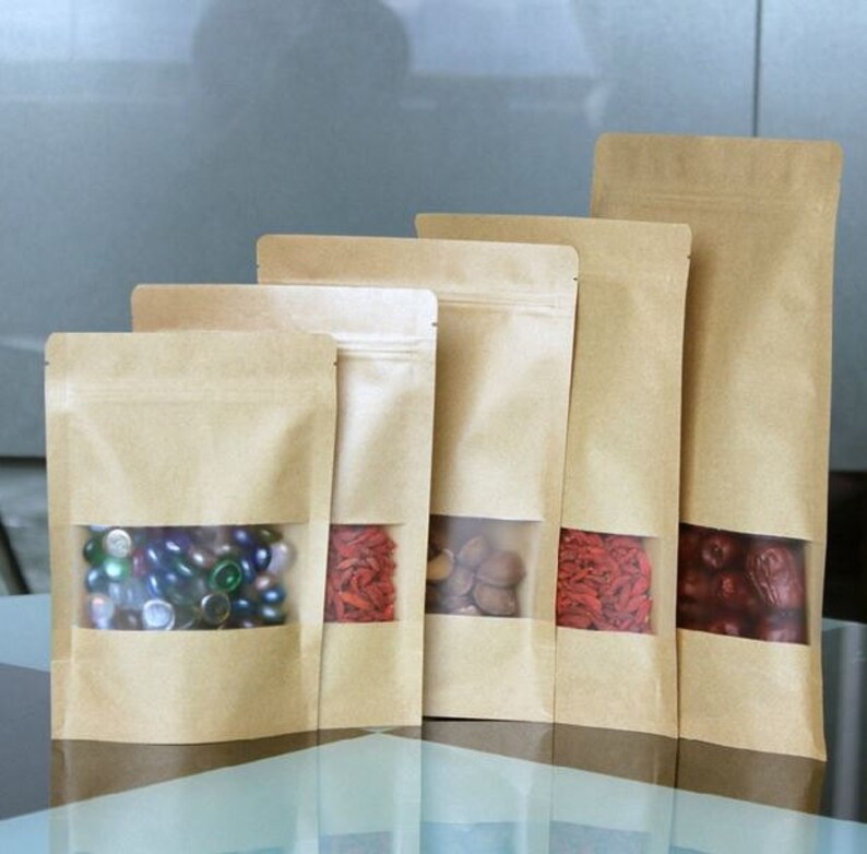 50pcs of Kraft paper zip lock packing bags with Frosted Etsy