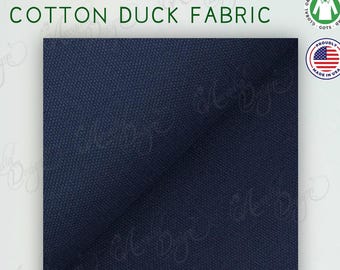 Navy Blue 100% GOTS Certified Organic 10 oz Cotton Duck fabric by yard for Outfit, Upholstery, Handbags | Made in USA