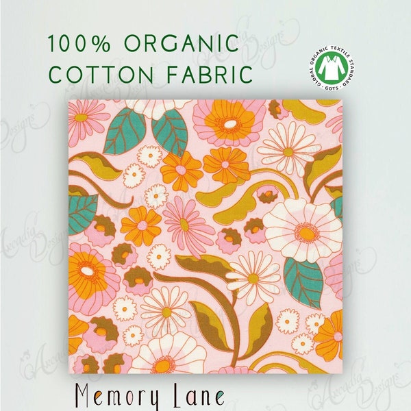 100% GOTS certified Organic Cotton Quilting Weight fabric by yard for apparel, decor | Memory Lane Good Vibration Collection Cloud 9 fabrics