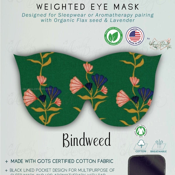 Cateye 100% Certified Organic Cotton Sleep Mask | Multip-use for Sleep mask, Aromatherapy Weighted Eye Pillow, Heat/Cold pack | Made in USA