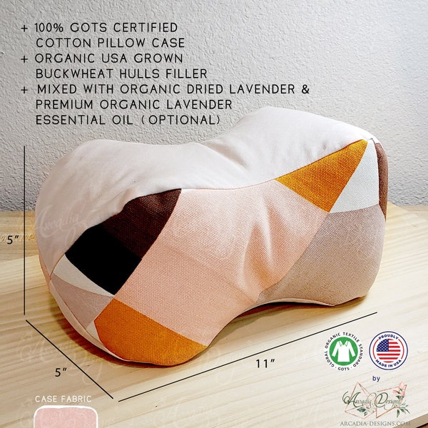Organic Cotton Buckwheat Therapeutic gift | Adjustable natural filling pillow for neck, shoulder, back support, elbow rest | Made in USA
