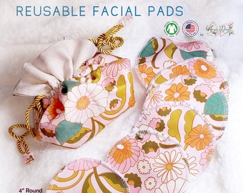 Reusable 100% Organic Cotton Pads | Zero Waste washable cotton rounds | GOTS certified Cotton fabric facial pad & Makeup Pouch Gift for her