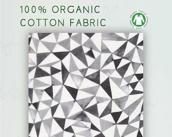 GOTS Organic Cotton Batiste soft fabric by yard for apparel, decor | Claire Black and White Abstract Geometric pint | Elliot Ave Cloud 9