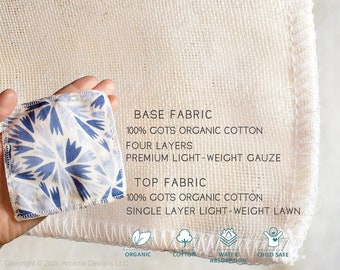 Washable Certified Organic Cotton Gauze Facial Square for Makeup, Cleansing & Exfoliation | Reusable Zero Waste cotton pads | Gift for her