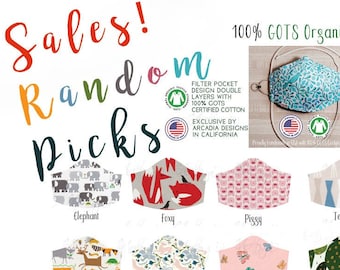 Clearance Organic Cotton Face Mask | up to 50% Off Sales for Random picks | GOTS certified | Filter pocket with nose wire & adjustable loops