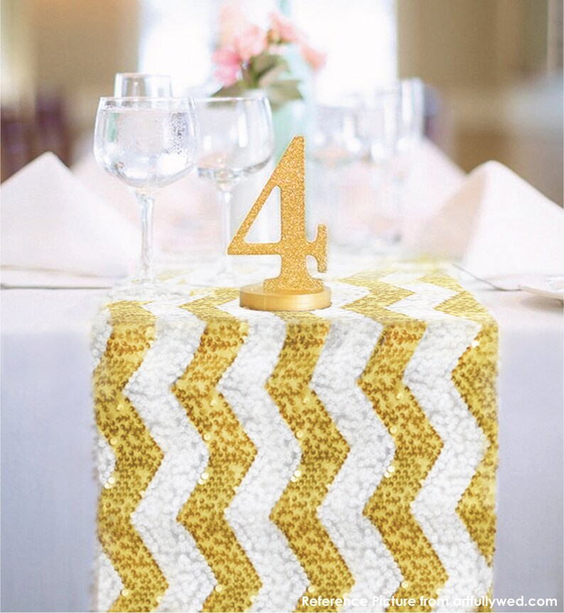 Chevron Gold and White Sequin Table Runner READY TO SHIP. Etsy