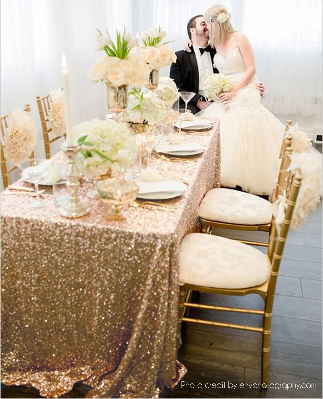 Rose Gold Sequin Tablecloth READY TO SHIP. Sparkly Vintage Shabby Pink ...
