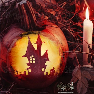 Haunted House Printable Halloween Pumpkin Carving Pattern Stencil ...