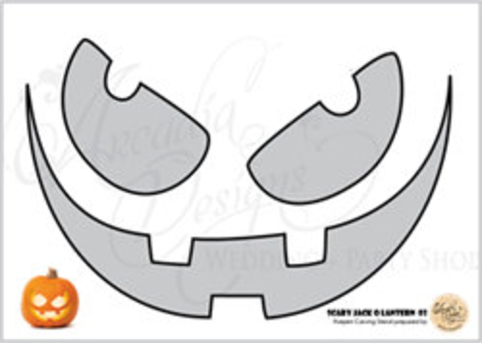 Printable Halloween Pumpkin Carving Pattern Stencil PDF Scary Etsy