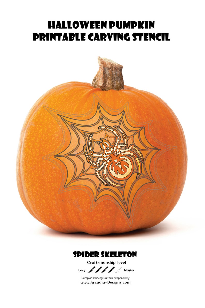 Skeleton Spider Web Printable Stencil Halloween Pumpkin Etsy UK