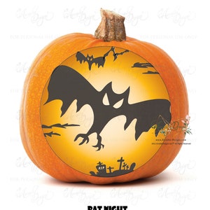 Halloween Decor Bat Moon Night Pumpkin Carving Stencil | Instant Download Digital Pattern | DIY ...