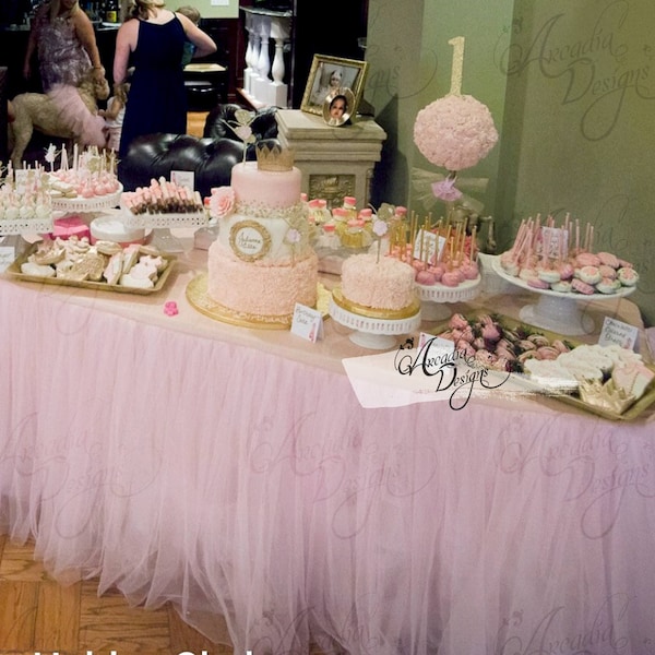 Ballerina Birthday Decorations | Ballerina Party Pink Tutu Table Skirt MADE TO ORDER | Ballet Dance Birthday Party Dessert Tulle Tableskirt