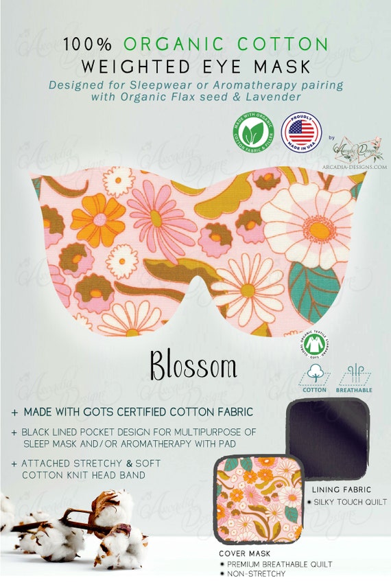 Cateye 100% Certified Organic Cotton Sleep Mask | Multip-use for Sleep mask, Aromatherapy Weighted Eye Pillow, Heat/Cold pack | Made in USA