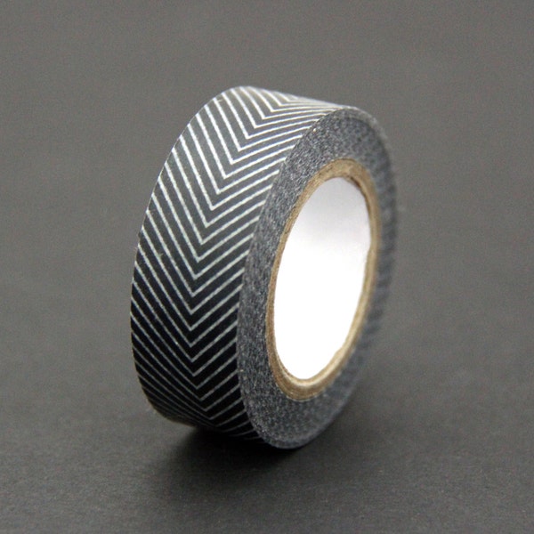 SALE! 9/16" Black and White Herringbone Washi Tape