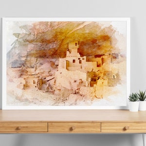 Mesa Verde Print, Watercolor Print, Printable Art, Landscape Wall Art, Nature Wall Art, Desert Wall Art, Instant Download, Southwest Print