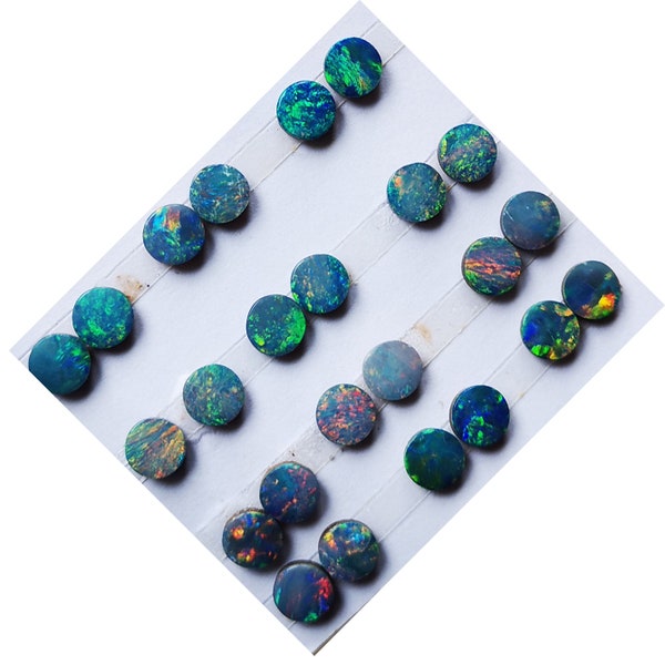 Pairs of nicely coloured round shape doublet opal pairs from South Australia