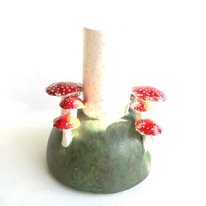 Ceramic Vase with Toadstool Decoration, Pottery Vase, Mushroom Gift, Ceramic Toadstool