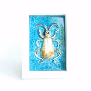 Framed Handmade Ceramic Tile with Beetle Decoration, Art Tile, Ceramic Sculpture, Home decor, Wall Art