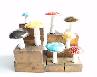 Decoración de seta, seta de cerámica, otoño, decoración de setas