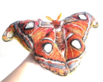 Atlas Moth, Life Size, Needled Felted Moth Decoration