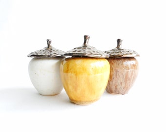 Handmade Ceramic Acorn Jar, Autumn Decoration