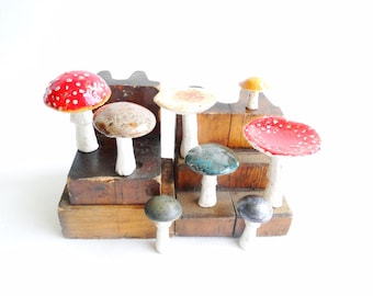 Decoración de seta, seta de cerámica, otoño, decoración de setas