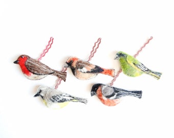 Needle Felted Bird Decoration, Bird Brooch, Bird Ornament, Christmas Decoration