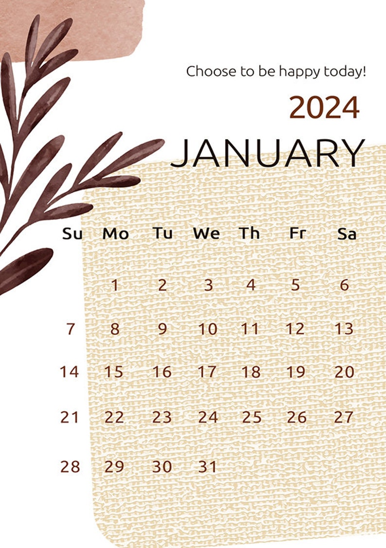 2024 Calendar Printable 2024 Annual Calendar Minimalist Design