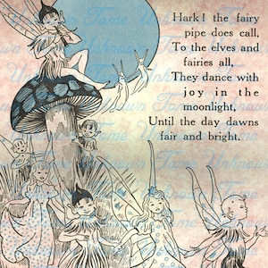 EPHEMERA, FAIRY PIPE Poem, Vintage Fairytale ~ Graphic Design Image ~ Instant Digital Download Scrapbooking