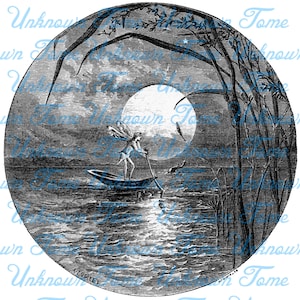 EPHEMERA, FAIRY MOON, Vintage Fairytale ~ Graphic Design Image ~ Instant Digital Download Scrapbooking