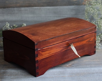 Wooden box with key lock,jewelry box,ring box,gift ideas,natural wood,personalized box,personalisation, letter box, big box,WITH LOVE