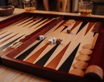 Large backgammon, wooden board, large cassette, wooden game, game board gift for quarantine, handmade game board, WITH LOVE