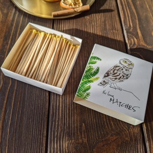 The long owl matches, decorative box, matchsticks, match, bird matches, nature collection,birthday gift, with love