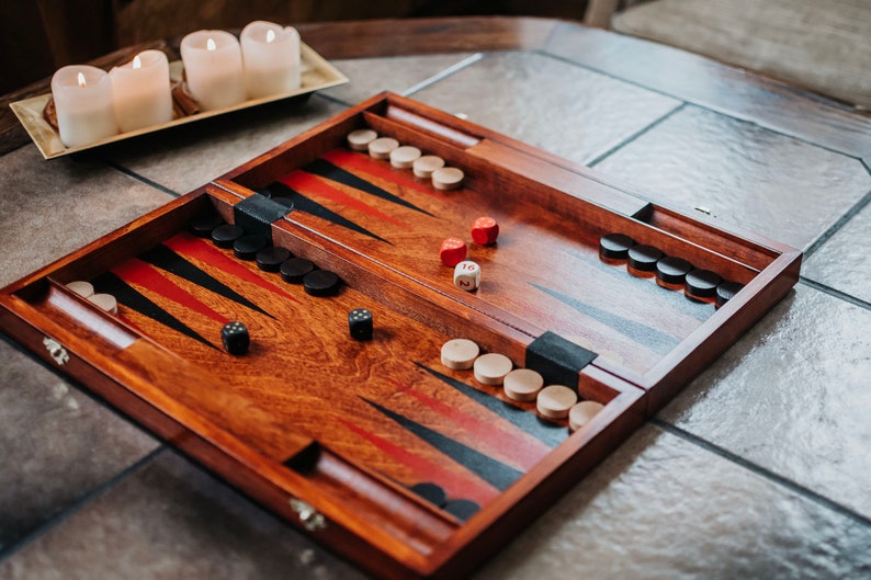 Big Wooden Backgammon, hand made from natural wood, personalisation, engraving image 1